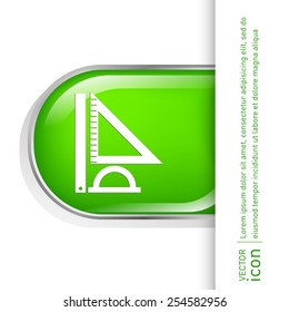 Ruler, protractor, triangle. Symbol of geometry and mathematics. Icon Training and Research