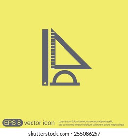 Ruler, protractor, triangle. Symbol of geometry and mathematics. Icon Training and Research