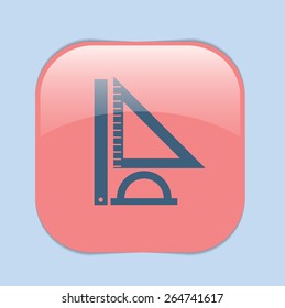 Ruler, protractor, triangle. Symbol of geometry and mathematics. Icon Training and Research