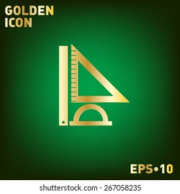 Ruler, protractor, triangle. Symbol of geometry and mathematics. Icon Training and Research