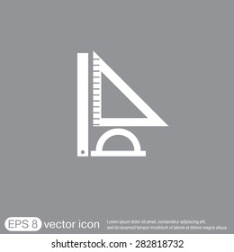 Ruler, protractor, triangle. Symbol of geometry and mathematics. Icon Training and Research