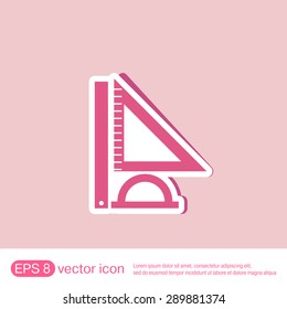 Ruler, protractor, triangle. Symbol of geometry and mathematics. Icon Training and Research