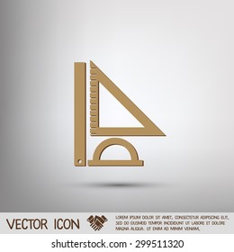 Ruler, protractor, triangle. Symbol of geometry and mathematics. Icon Training and Research