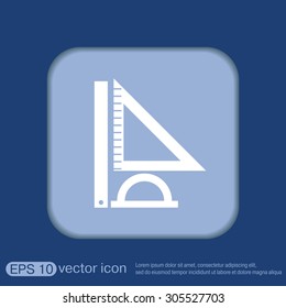 Ruler, protractor, triangle. Symbol of geometry and mathematics. Icon Training and Research