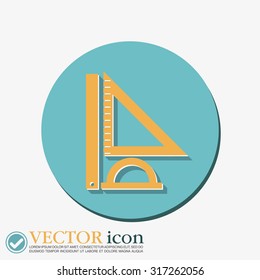 Ruler, protractor, triangle. Symbol of geometry and mathematics. Icon Training and Research