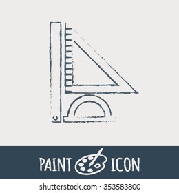 Ruler, protractor, triangle. Symbol of geometry and mathematics. Icon Training and Research