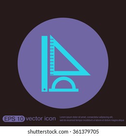 Ruler, protractor, triangle. Symbol of geometry and mathematics. Icon Training and Research