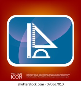 Ruler, protractor, triangle. Symbol of geometry and mathematics. Icon Training and Research