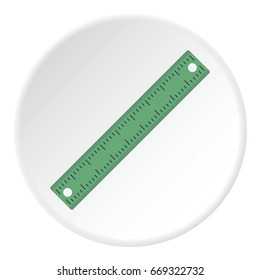 Ruler, rectangular shape icon in flat circle isolated on white vector illustration for web