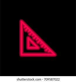 Ruler red glowing neon ui ux icon. Glowing sign logo vector