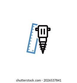 ruler and road drill icon