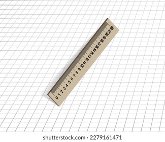 Ruler with a scale in centimeters. Vector. On a background in a cage.