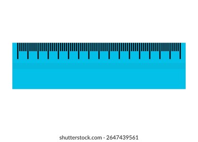 Ruler scale icon, measuring tool with blue background, vector illustration of a measurement scale for precision, length, or dimension icon