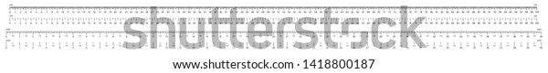 Ruler scale. Measurable scales, 100\
centimeters and 40 inches rulers vector\
illustration