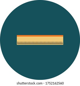 Regla, escala, escala, escala de medida, regla de plástico, regla matemática, medida de arquitectura, icono de la escuela de moda sobre fondo verde para gráfico web