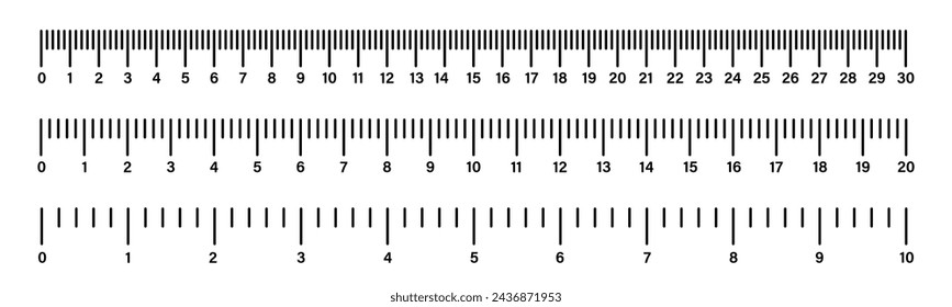 Ruler scale. Measuring tool. Size indicator units. Ruler scale measure. Length measurement