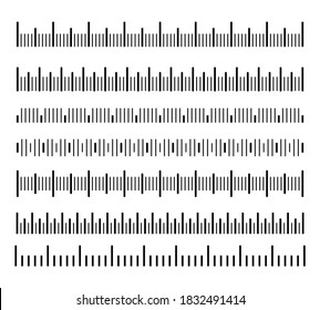 Ruler scale set. Isolated horizontal measuring scale line collection. Ruler measurement unit. Length size measure meter vector illustration