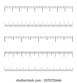 Ruler scale set isolated on white background. Different concept of ruler scale for web site, app and graph. Vector illustration, eps 10