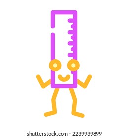 ruler school character color icon vector. ruler school character sign. isolated symbol illustration