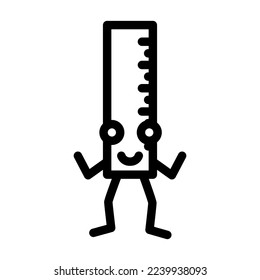 ruler school character line icon vector. ruler school character sign. isolated contour symbol black illustration