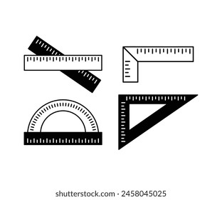 ruler school education business icon vector design simple black white flat illustration collections sets isolated