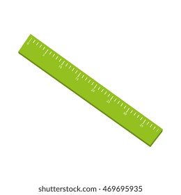 ruler school object scale education instrument centimeter green vector illustration isolated