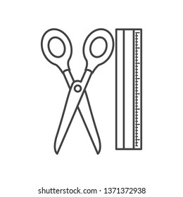 ruler and scissors tool isolated icon