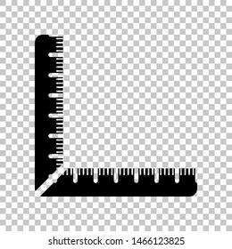 Ruler sign. Black icon on transparent background. Illustration.