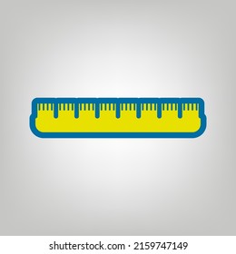 Ruler sign. Icon in colors of Ukraine flag (yellow, blue) at gray Background. Illustration.