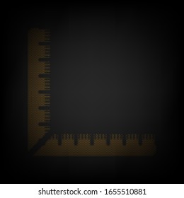 Ruler sign. Icon as grid of small orange light bulb in darkness. Illustration.