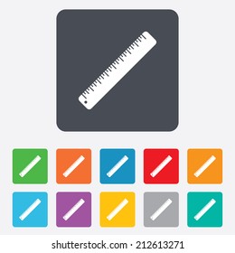 Ruler sign icon. School tool symbol. Rounded squares 11 buttons. Vector