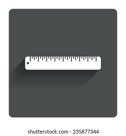 Ruler sign icon. School tool symbol. Gray flat square button with shadow. Modern UI website navigation. Vector