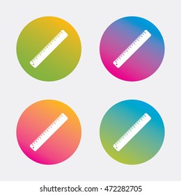 Ruler sign icon. School tool symbol. Gradient flat buttons with icon. Modern design. Vector