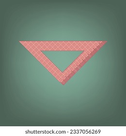 Ruler sign illustration. Apricot Icon with Brick Red parquet floor graphic pattern on a Ebony background. Feldgrau. Green. Illustration.
