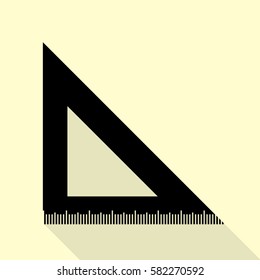 Ruler sign illustration. Black icon with flat style shadow path on cream background.