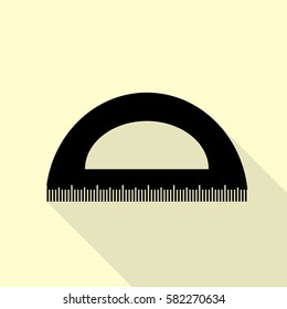 Ruler sign illustration. Black icon with flat style shadow path on cream background.