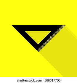 Ruler sign illustration. Black icon with flat style shadow path on yellow background.
