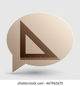 Ruler sign illustration. Brown gradient icon on bubble with shadow.