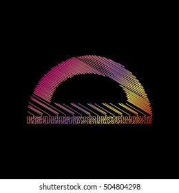 Ruler sign illustration. Coloful chalk effect on black backgound.