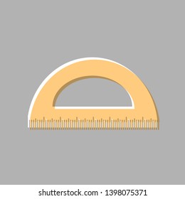 Ruler sign illustration. Emboss effect with light orange icon on gray background.