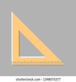 Ruler sign illustration. Emboss effect with light orange icon on gray background.