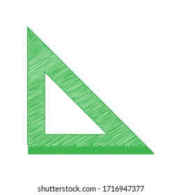 Ruler sign illustration. Green scribble Icon with solid contour on white background. Illustration.