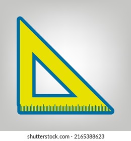 Ruler sign illustration. Icon in colors of Ukraine flag (yellow, blue) at gray Background. Illustration.
