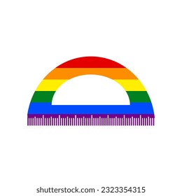 Ruler sign illustration. Rainbow gay LGBT rights colored Icon at white Background. Illustration.