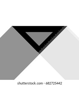 Ruler sign illustration. Vector. Black icon with two flat gray shadows on white background.