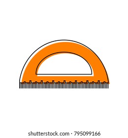 Ruler sign illustration. Vector. Black line icon with shifted flat orange filled icon on white background. Isolated.