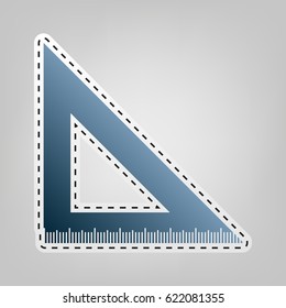Ruler sign illustration. Vector. Blue icon with outline for cutting out at gray background.