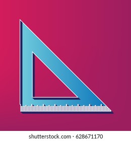 Ruler sign illustration. Vector. Blue 3d printed icon on magenta background.