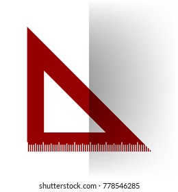 Ruler sign illustration. Vector. Bordo icon on white bending paper background.