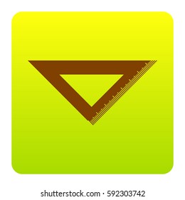 Ruler sign illustration. Vector. Brown icon at green-yellow gradient square with rounded corners on white background. Isolated.